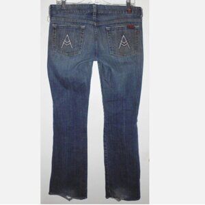 Vintage 7 For All Mankind Jeans 30x31.5 A-Pocket Bootcut Y2K Distressed Blue USA
